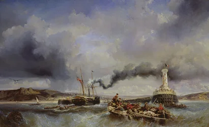 Blick auf den Hafen von Boulogne vom Meer aus, 1843
