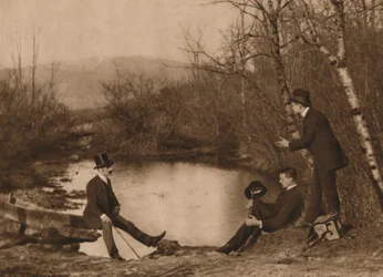 Drei Männer am Teich, 1937