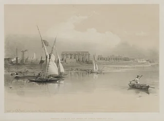 Ägypten und Nubien, Band I: Gesamtansicht der Ruinen von Luxor, vom Nil aus, 1846