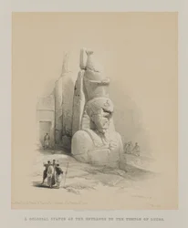 Ägypten und Nubien, Band I: Einer von zwei kolossalen Statuen von Ramses II. Eingang zum Tempel von Luxor