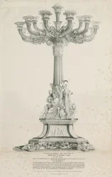 Ilam Hall - Kandelaber: Lithographie, 1832