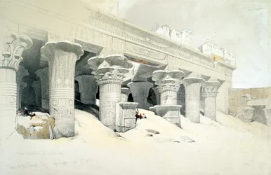 Portikus des Sandsteintempels von Edfu, der dem falkenköpfigen Gott Horus gewidmet ist, Ägypten, 1838