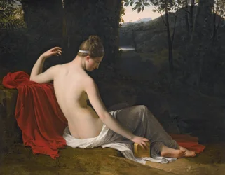 Pandora, liegend in einer bewaldeten Landschaft
