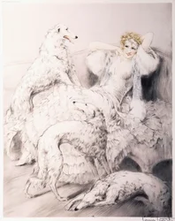 Mädchen mit Begleitendem Borzoi