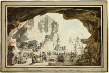 Blick auf die Grotta di Palazzo mit Bankett