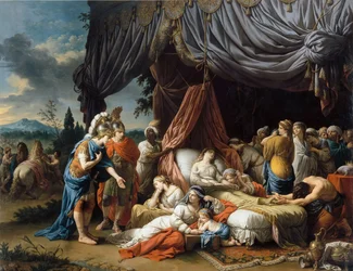 Alexander der Große und Hephaistion am Sterbebett der Gemahlin von Dareios III.