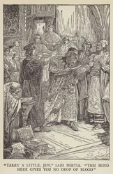 Warte ein wenig, Jude, sagte Portia, Dieser Vertrag gibt dir keinen Tropfen Blut