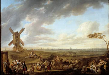 Ansicht von Lille vom Gott von Marcq aus. Gemälde von Louis Joseph Watteau genannt Watteau de Lille (1731-1798)