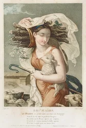 Brumaire (Oktober-November), zweiter Monat des republikanischen Kalenders, gestochen von Tresca, einem Franzosen, um 1794