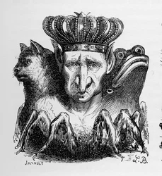 Bael - Baal - (Dämon) - Bael ist das Oberhaupt der höllischen Macht - in „Le dictionnaire infernal“ von Collin de Plancy - Stich von L. Breton. Paris