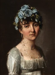Porträt der Baronin Mesgrigny, geborene Berthelot de Rambuteau (Porträt einer jungen Frau mit blauen Blumen)