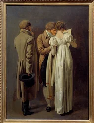 Liebhaber von Drucken Junge Leute in der Mode des Ersten Kaiserreichs betrachten einen Druck. Gemälde von Louis Leopold Boilly (1761-1845) 1810