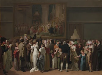 Das Publikum betrachtet Davids „Krönung“ im Louvre