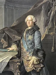 Abel Francois Poisson de Vandieres (1727-81) Marquis de Marigny - Direktor der königlichen Gebäude; Bruder von Madame de Pompadour - Porträt von Abel-Francois (Abel Francois) Poisson, Monsieur de Vandieres, Marquis de Marigny, Generaldirektor der Gebäude d