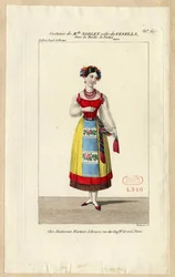 Mademoiselle Noblet als Fenella. Kostümentwurf für die Oper La muette de Portici