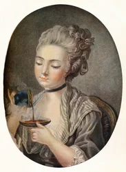 Mädchen trinkt Kaffee, ca. 1774