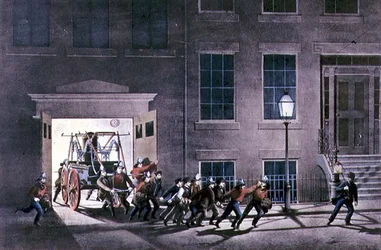 Der Nachtalarm, veröffentlicht von Currier and Ives, New York