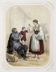 Familie in Russland - in „Album du jeune voyageur“, illustriert von Louis Lassalle