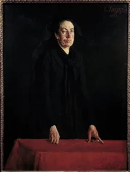 Porträt von Louise Michel (1830-1905) am Podium