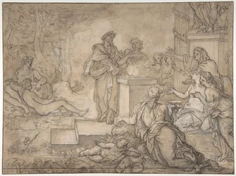 Opfer vor einer Statue des Jupiter, 17. Jahrhundert
