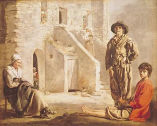 Bauern vor ihrem Haus, um 1641