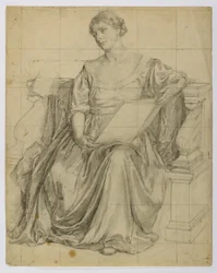 Ohne Titel (Sitzende drapierte weibliche allegorische Figur)