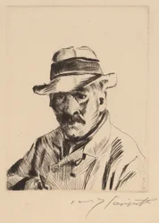 Selbstbildnis im Strohhut, als Brustbild, 1913