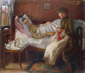 Der Vater des Künstlers auf seinem Krankenbett