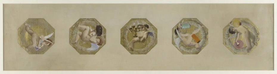 Skizze für das Hôtel de Ville de Paris, Festtreppe: Génies portant des attributs de fête, Anfang 1888