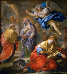 Joachim empfängt die Verheißung und Begegnung der Heiligen Joachim und Anna am Goldenen Tor