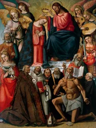 Krönung der Jungfrau Maria mit Engeln und Heiligen, Stiftskirche St. Martin und Leonhard, Foiano della Chiana, Arezzo