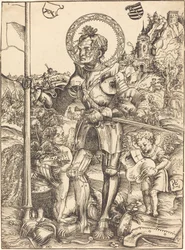 Heiliger Georg stehend, mit zwei Engeln
