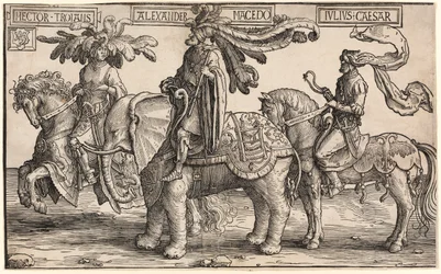 Hektor von Troja, Alexander von Makedonien, Julius Caesar, aus Die Neun Helden