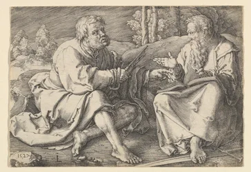 Die Heiligen Petrus und Paulus sitzen in einer Landschaft, 1527