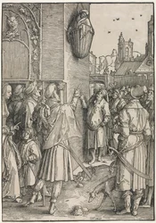 Die Macht der Frauen: Der Dichter Virgil in einem Korb aufgehängt, ca. 1512
