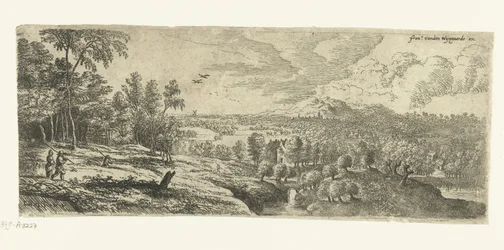Landschaft mit Männern, die Stöcke tragen (Breite Landschaften)