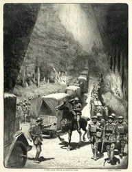 Ein Kreuzweg Beschuss von Munitionszügen