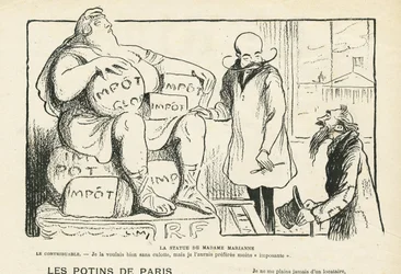 Illustration in Le Rire, 29/02/08 - Die Statue von Madame Marianne (Stich)
