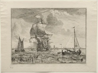 Meereslandschaft mit Amsterdam in der Ferne