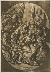 Heilige Familie in einem ovalen Rahmen