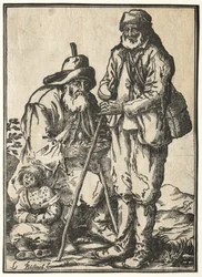 Zwei Bettler und ein aussätziges Kind