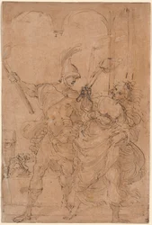 Alexander und Thaïs setzen Persepolis in Brand, wahrscheinlich um 1592