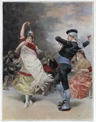 Die Zigeuner von Granada. Chromotypographie von Ludovico Marchetti (1853-1909) 1889. Private Sammlung.