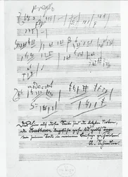 Die letzte Notenseite des deutschen Komponisten Ludwig van Beethoven (1770-1827)