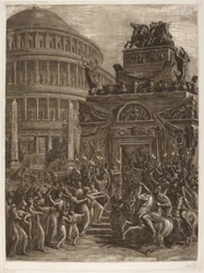 Der Leichnam von Hadrian liegt neben seinem Mausoleum aufgebahrt, spätes 18. - frühes 19. Jahrhundert