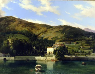 Villa am Comer See. Gemälde von Luigi Ashton