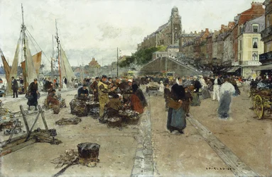 Marktplatz an einem Hafen