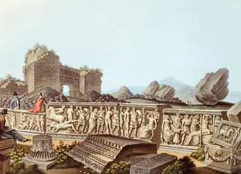 Die Ruinen von Ephesus in der Türkei, Illustration von Luigi Mayer