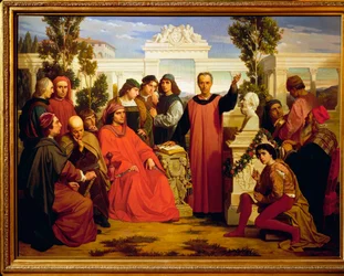 Feier von Platons Geburtstag in der Villa von Lorenzo il Magnifico in Careggi am 7. November