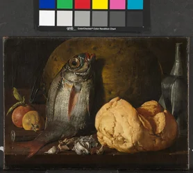 Stillleben mit Fisch, Brot und Kessel, ca. 1772